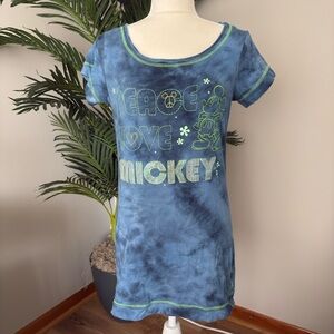 Blue Tie-Dye Mickey Mouse T-Shirt Dress